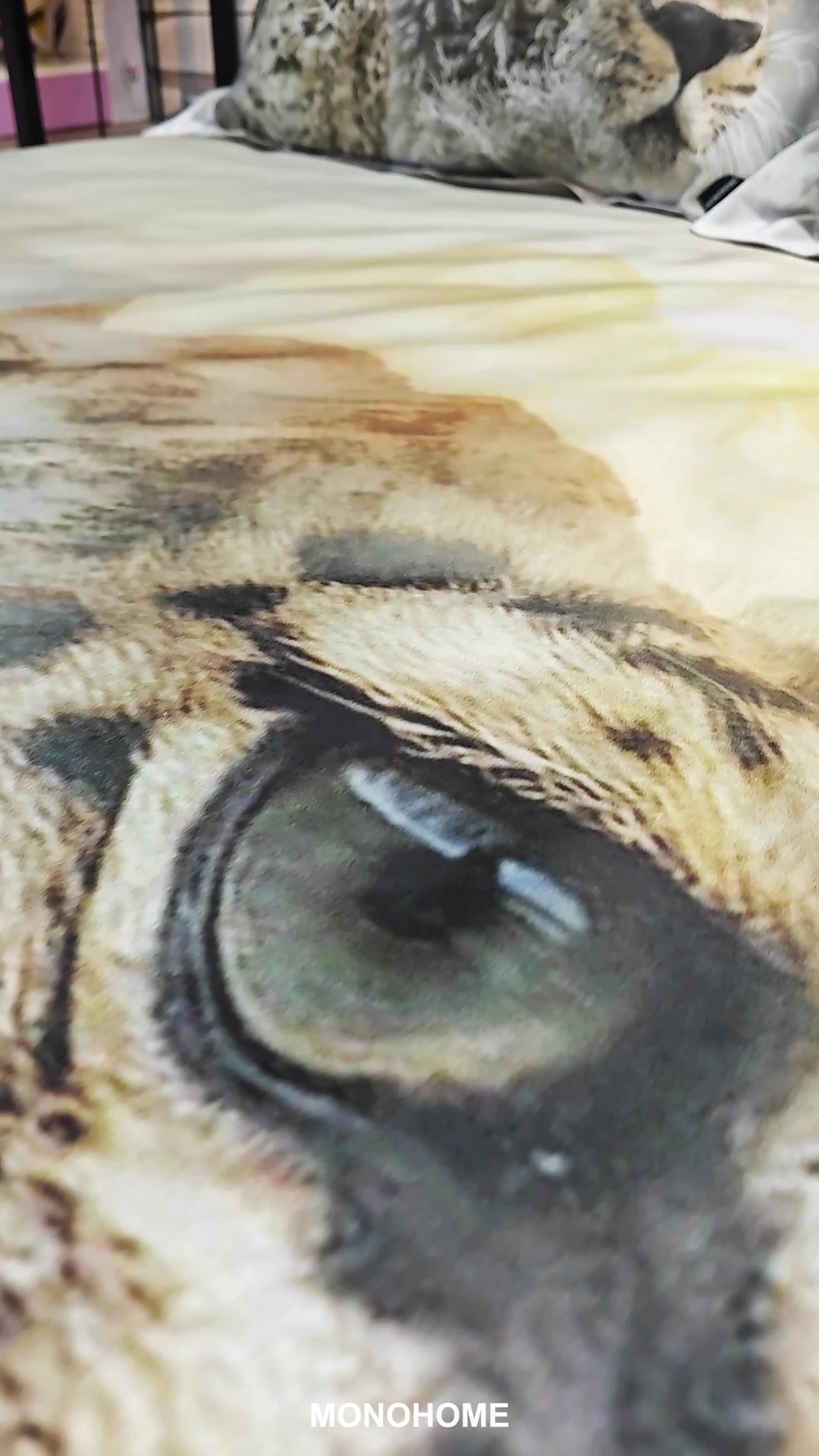 Leopar Çift Kişilik Nevresim Takımı Özel Dokuma Pamuk Saten Snow Leopard