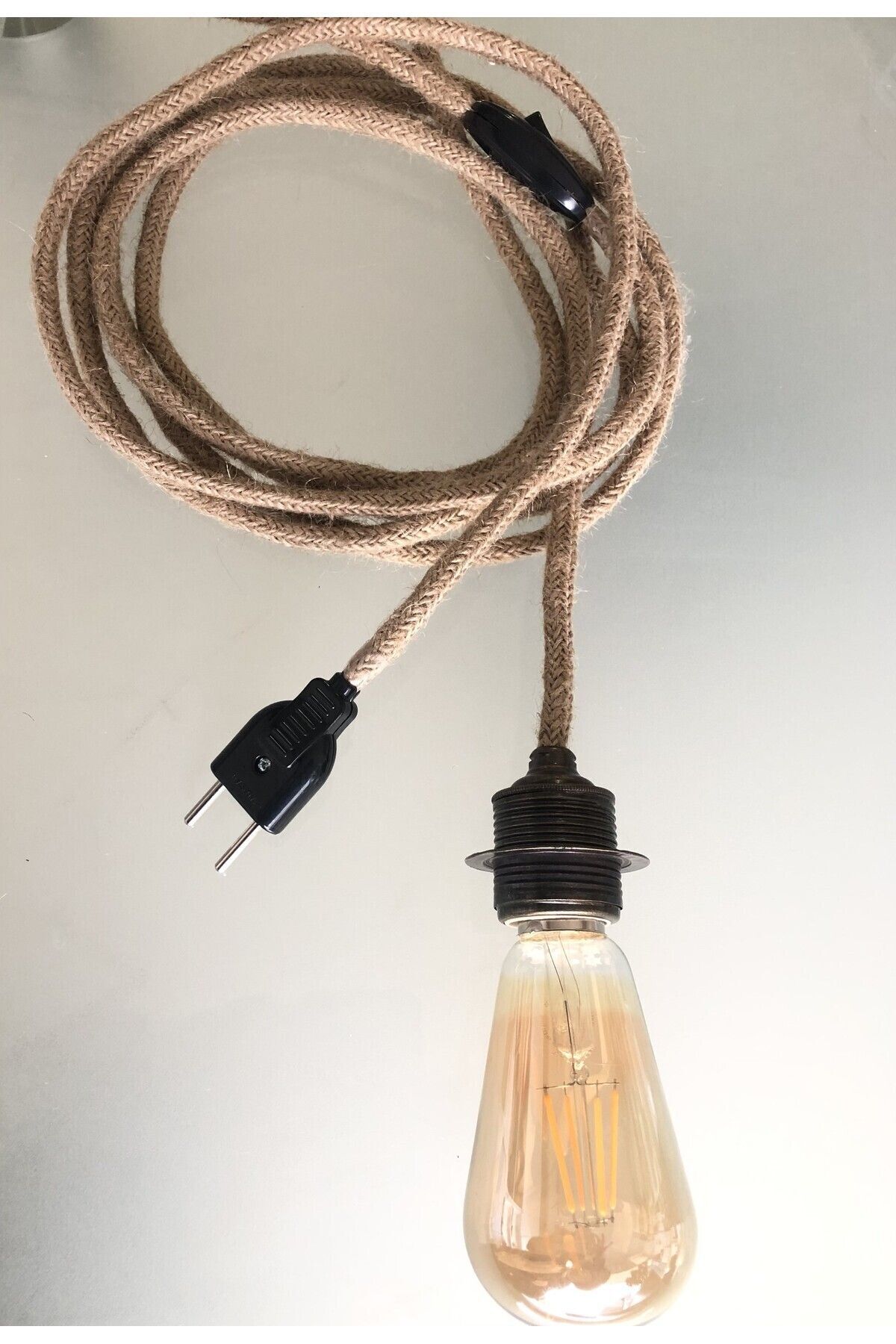 Jüt Halat Sarkıt Avize Anahtarlı Duy 3mt Bronz Rengi (AMPUL DAHİL DEĞİLDİR)