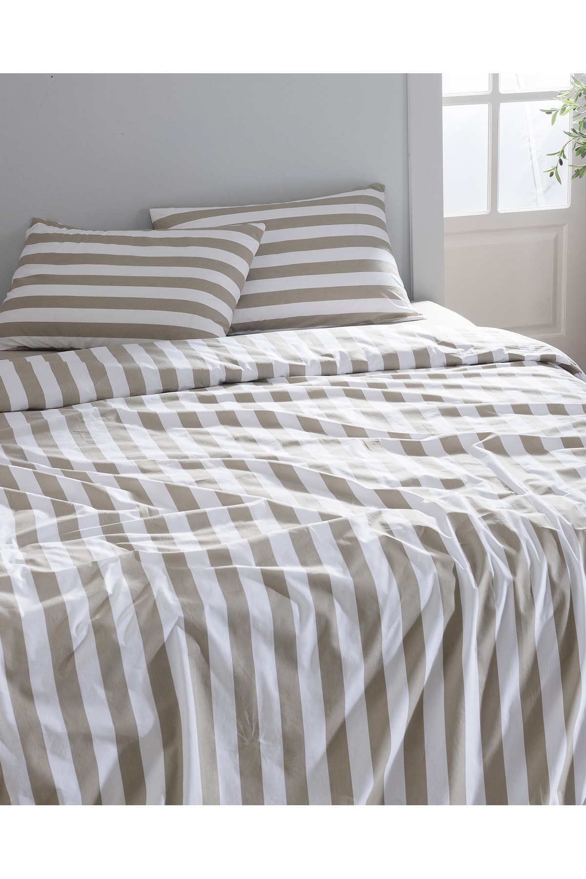 Avignon King Size %100 Pamuk Ranforce Baskılı Nevresim Takımı - Haki