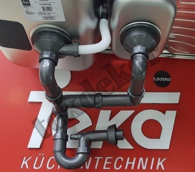 TEKDEKOR TEKA ORJİNAL 1,5 GÖZ TAŞMALI EVYE SİFON TAKIMI