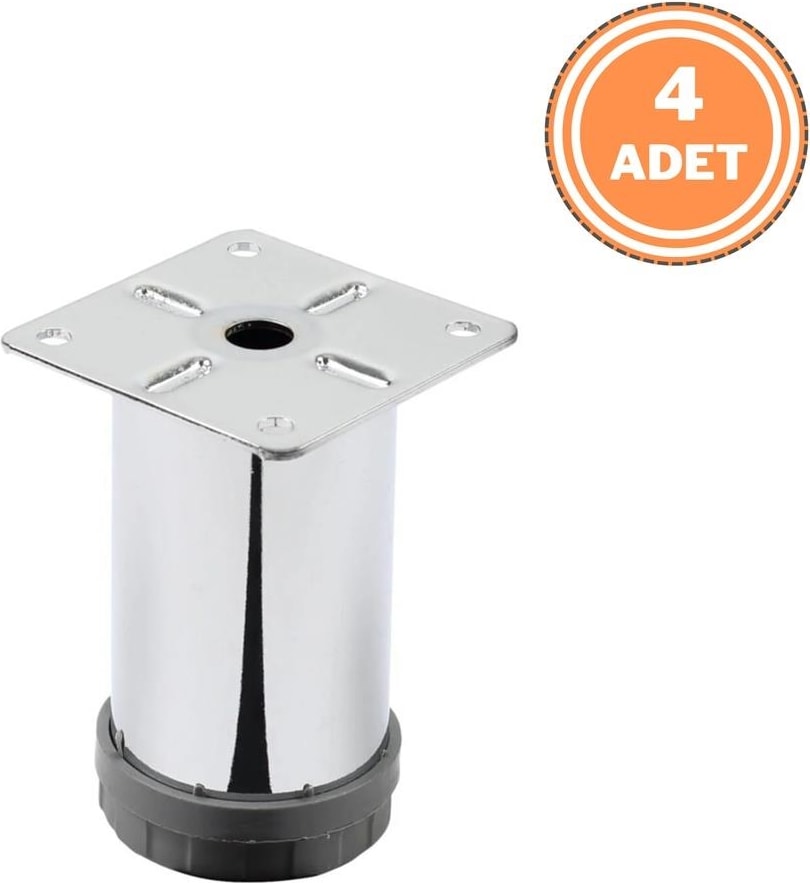 4 Adet Mobilya Ayağı Metal 8 cm Alttan Ayarlı 42 mm Krom Ayak
