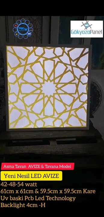 Selçuklu Desen Led Panel-asma Tavan-60cmx60cm-sıva Altı-54w-6500 K- Led Panel Armatür-asma Tavan