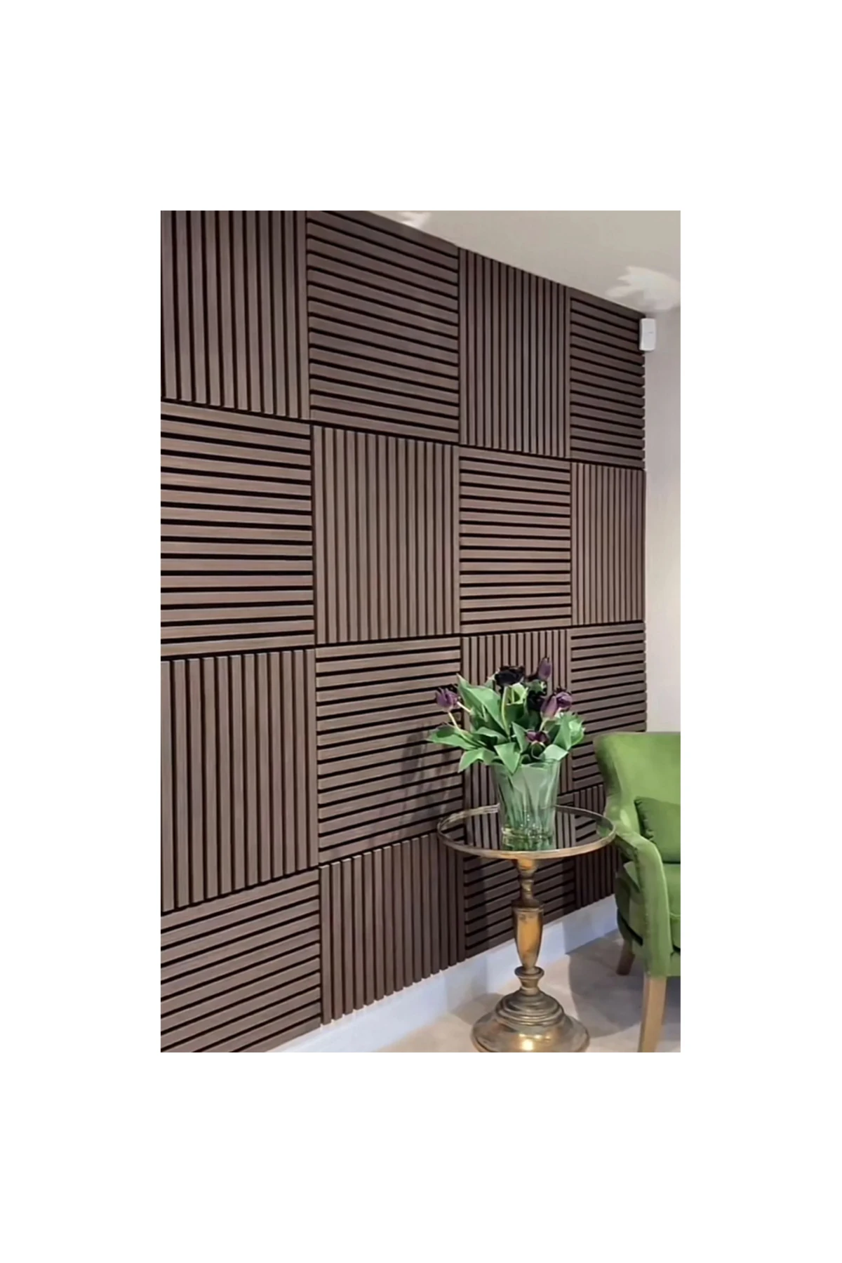 Ceviz 40x40cm Yeni Nesil Akustik Ahşap Duvar Paneli