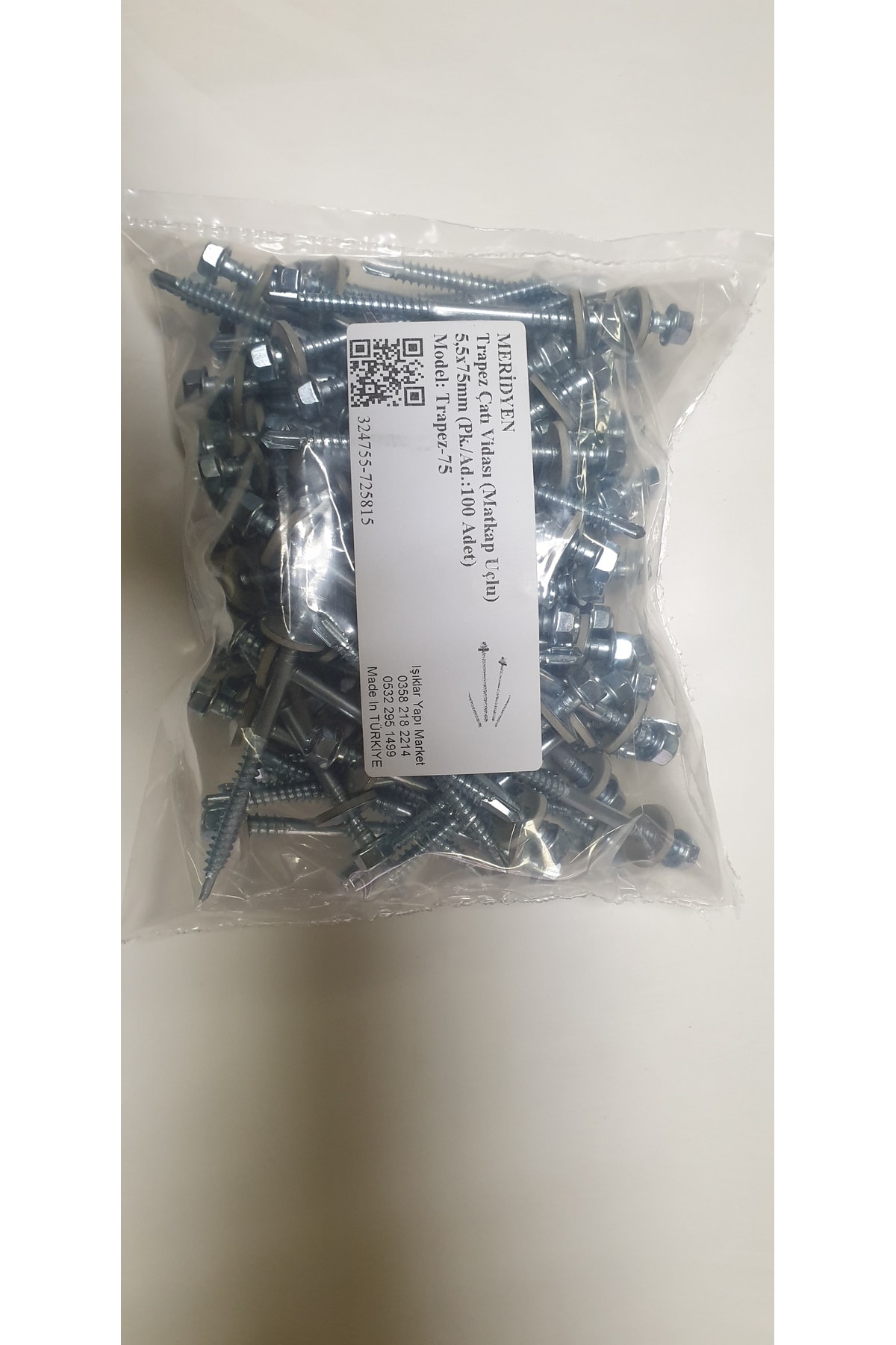 5,5x75mm-çatı Vidası-matkap Uçlu-trapez Sac Vidası-akıllı Vida (PK./AD.:100ADET)
