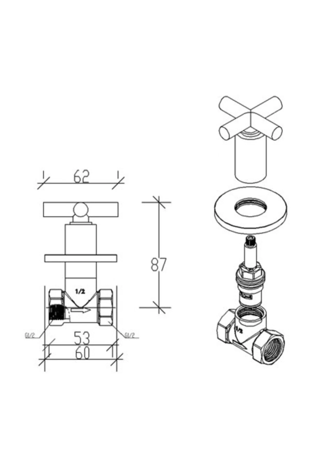 Ankastre Stop Valf-ara Kesme