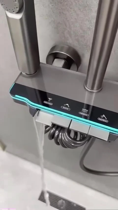 LÜX DİJİTAL GÖSTERGELİ VE LEDLİ 5 FONKSİYONLU PİYANO DUŞ SETİ PASLANMAZ ANTRASİT