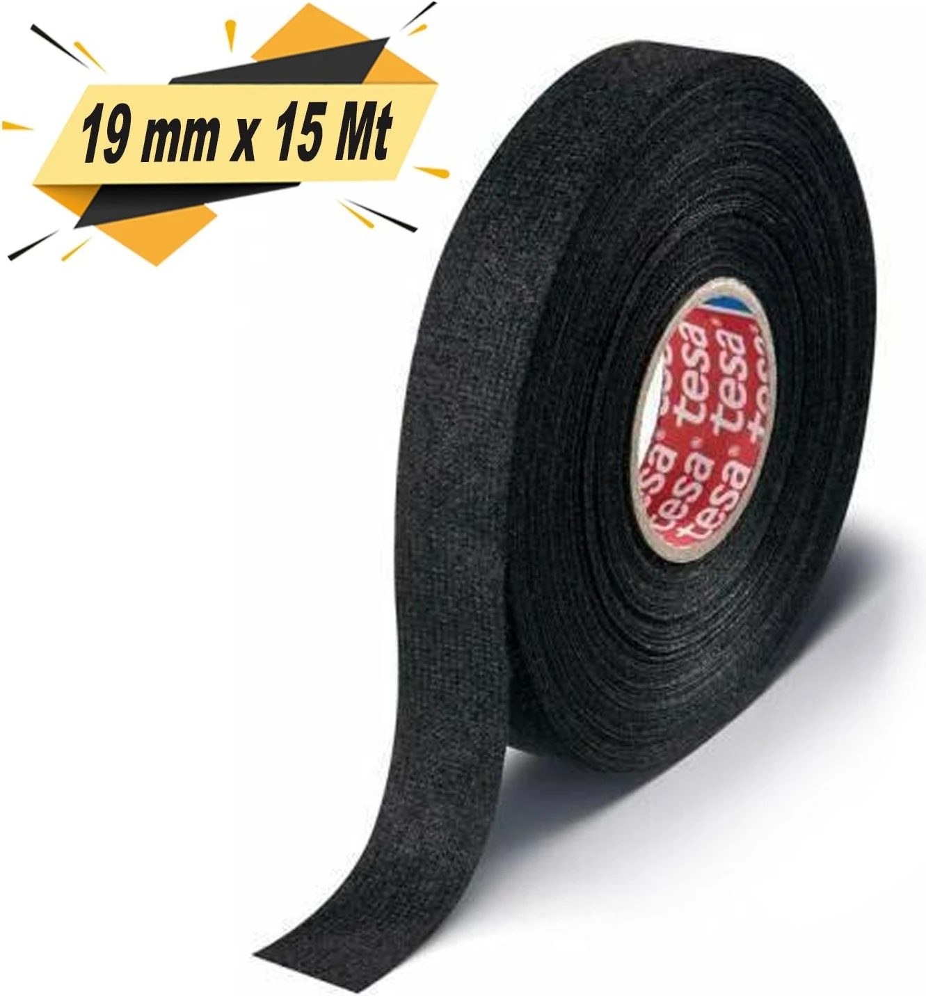 Tesa Tüylü Bant Polyester Bez Kablo Sarma Bandı 19 mm x 15 Metre Siyah