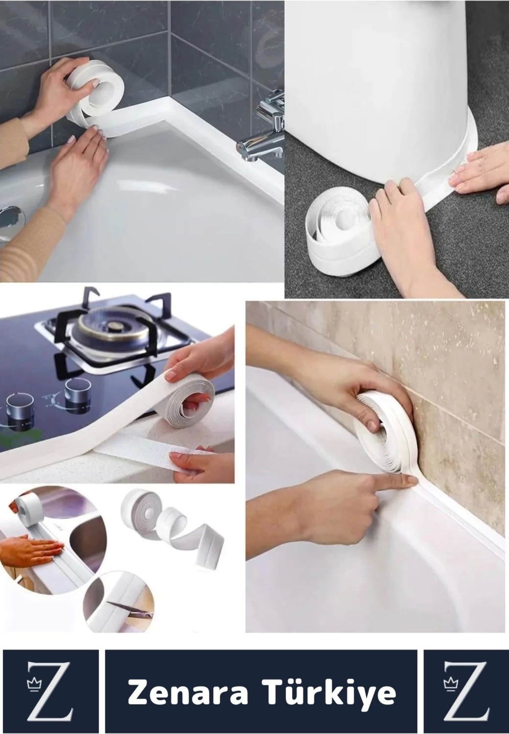 OZKUVVET Premium Uzun Ömürlü Su Nem Küfe Dayanıklı Mutfak Lavabo Pencere Kenar Yalıtım Bandı 3.2 mt x 10 Adet