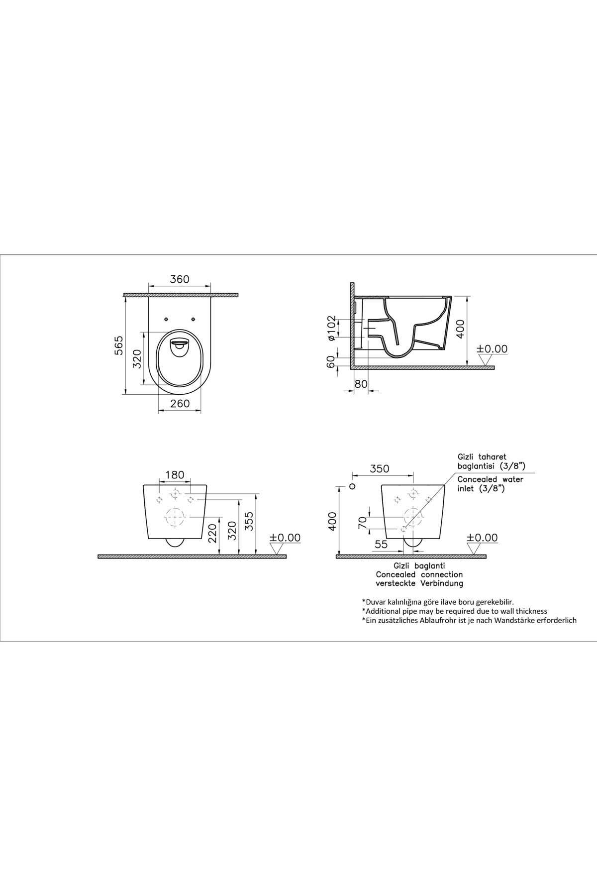 Nest Quantumflush 7870b403-0090 Asma Klozet, Beyaz