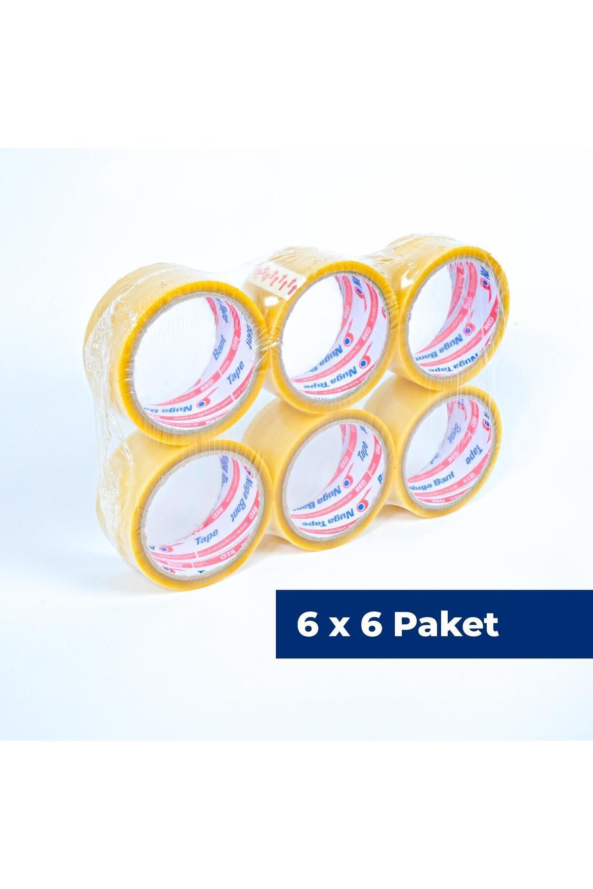 NUGA 45 Mm X 40 Mt Şeffaf Koli Bandı Hotmelt Red 36 Adet