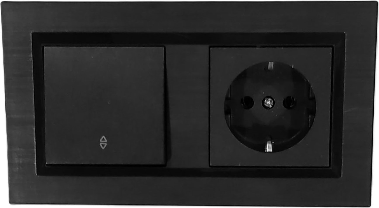 Quantum Siyah Vaviyen+Topraklı Priz 2'li Set