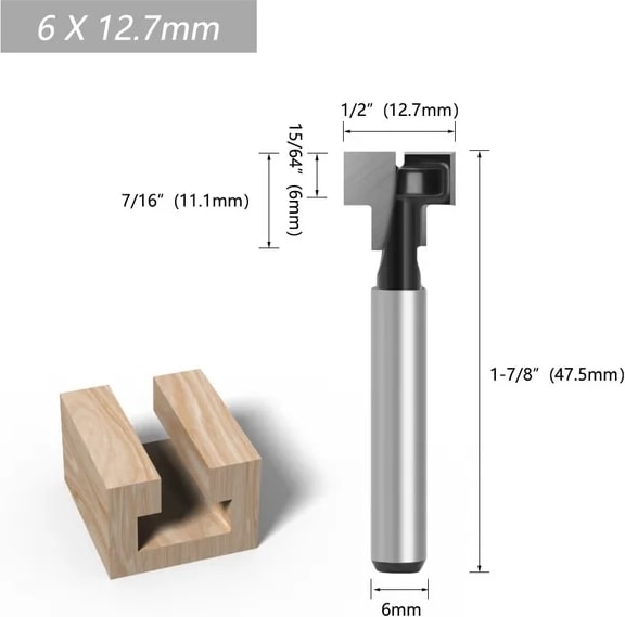 03 1 Adet 6MM/6.35MM/8MM Shank T-Yuvası Anahtar Deliği Kesici Ahşap Yönlendirici Bit Karbür Kesici Ahşap Altıgen Cıvata T-Track Planya Freze Kesicisi (Yurt Dışından)