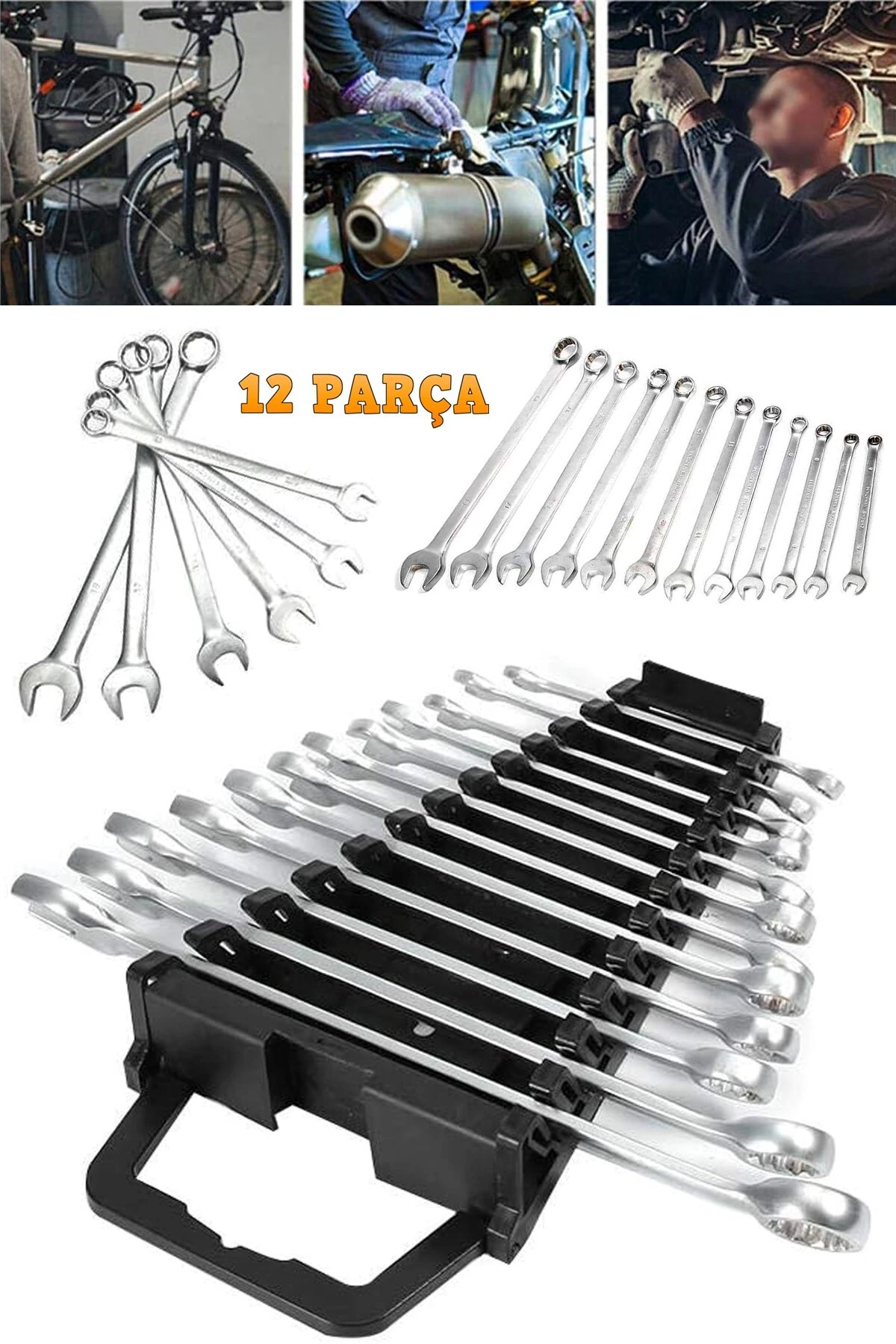 12 Parça Açık Ağız ve Yıldız Anahtar Seti Krom Vanadyum Çelik