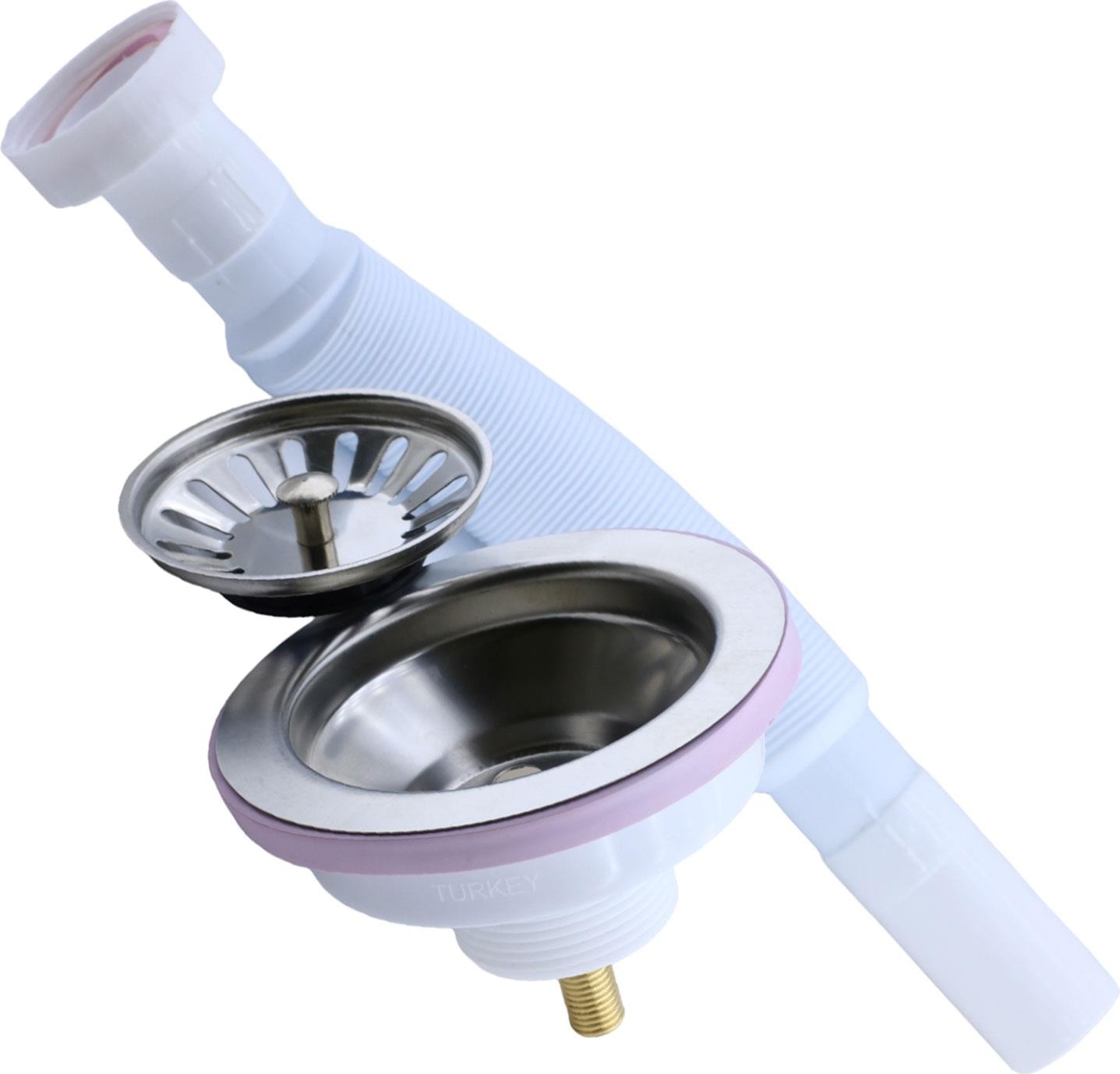 Çöpmak Körüklü Evye Lavabo Sifonu Gider Borusu Akordiyon Plastik Geniş Kafa Paslanmaz 30 -75 cm