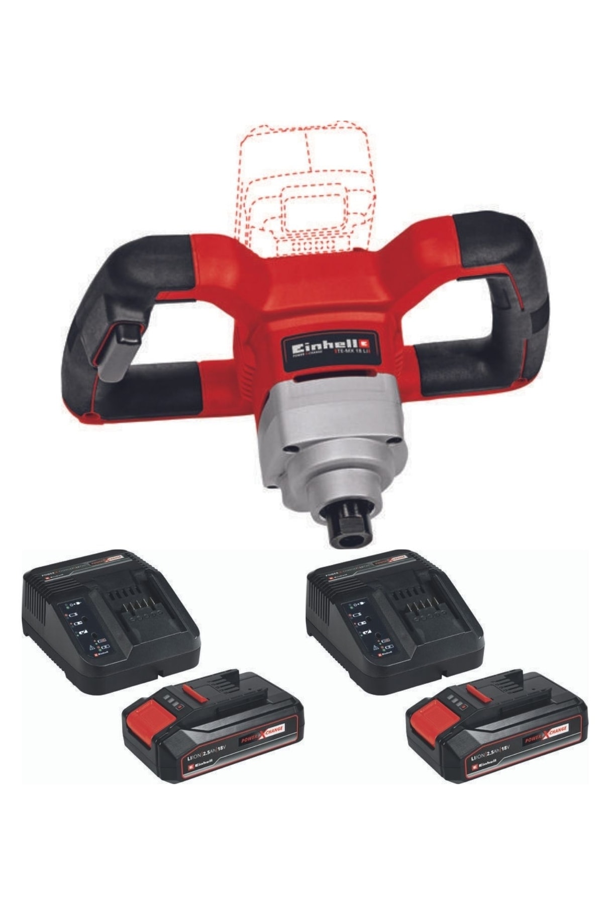 EİNHELL Te-mx 18 Li 2x2.5ah Akülü Karıştırıcı Boya Harç Mikseri