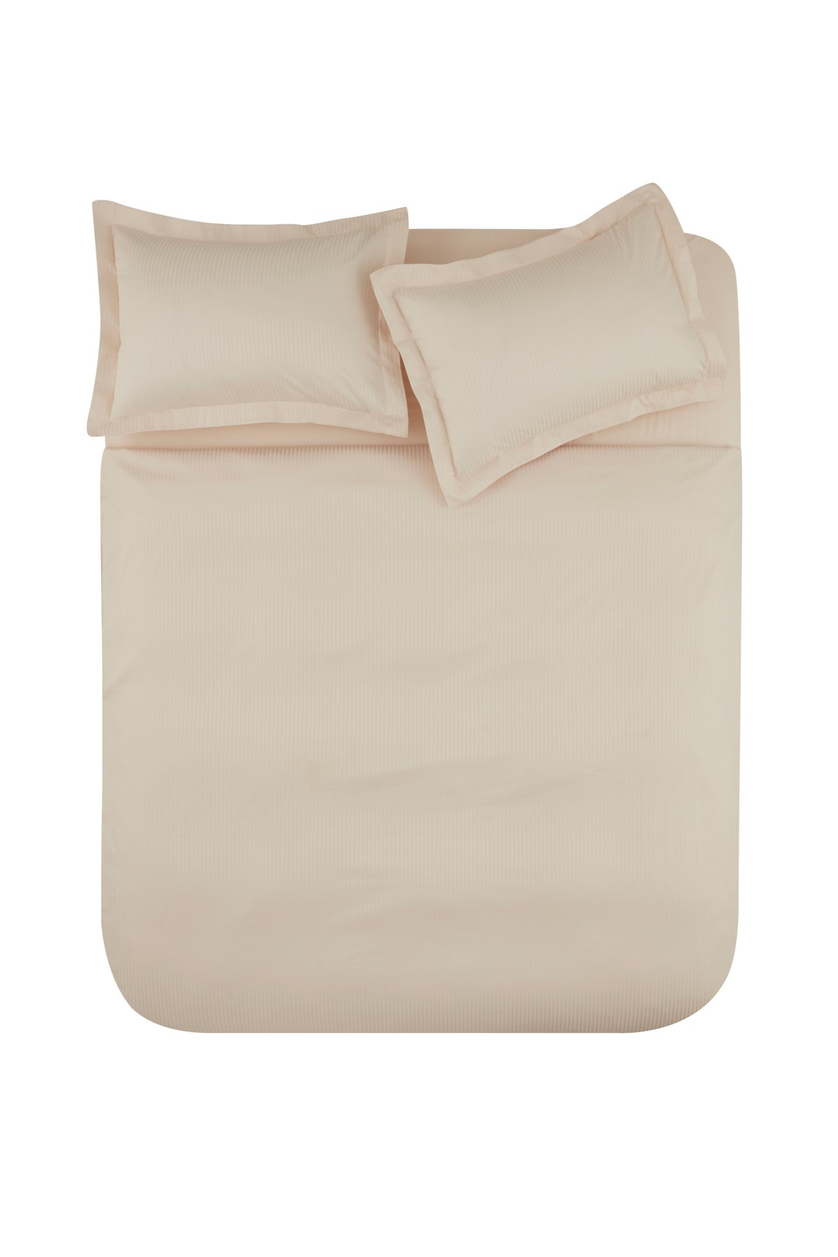 White Collection Vessa Çift Kişilik Çizgili Saten Nevresim Takımı Bej