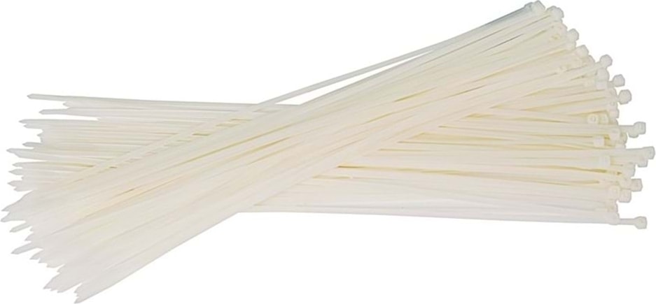 500 Adet Beyaz Plastik Cırt Kelepçe Kablo Bağı 4.8X300MM