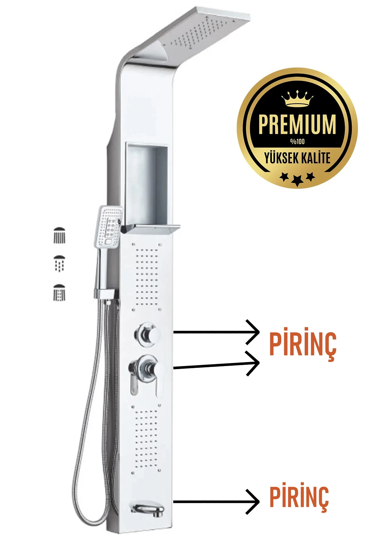 Paslanmaz Çelik Duş Paneli, Robot Duş, Duş, Duş Fiskiyesi, Masajlı Duş Seti Krom Renk