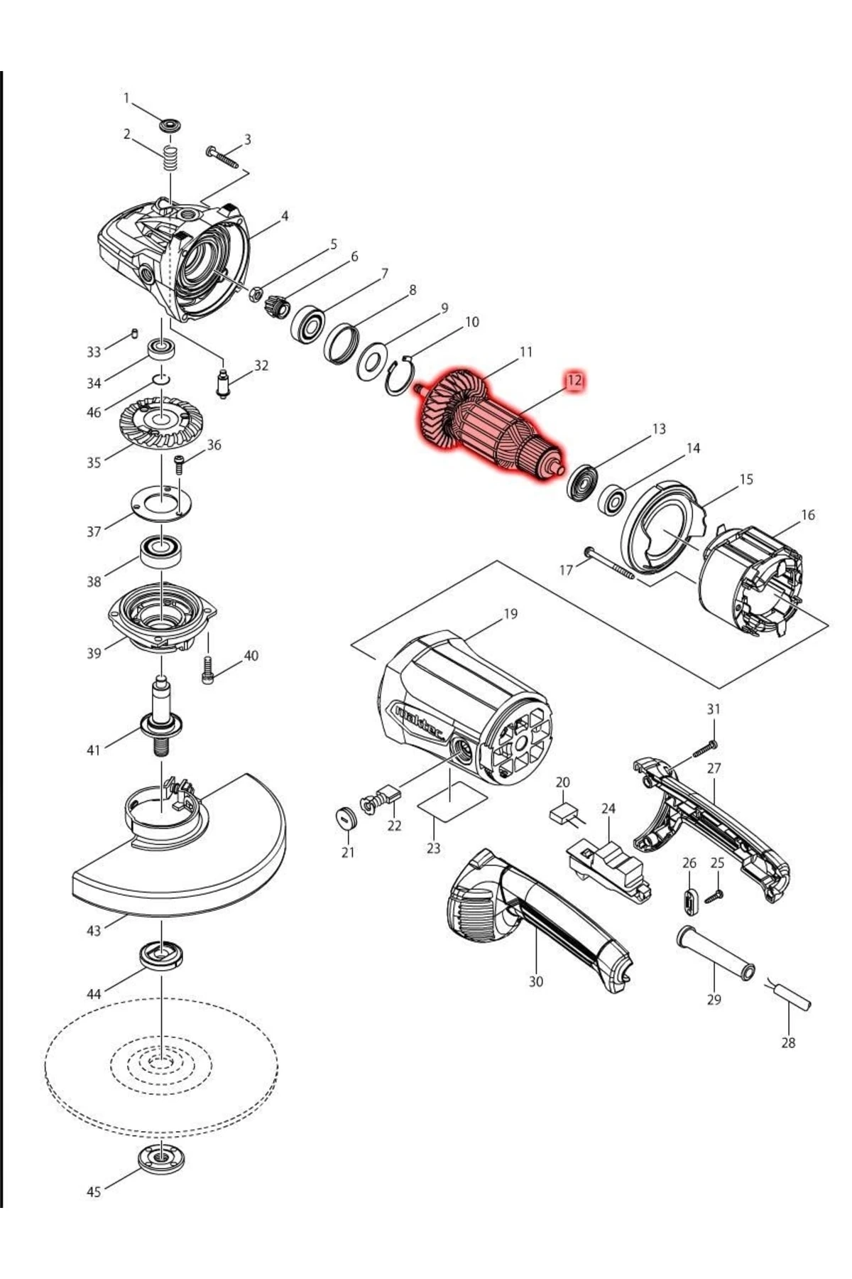 Makita Mt903 Endüvi Rotor Kollektör Ürün Kodu 516948-1