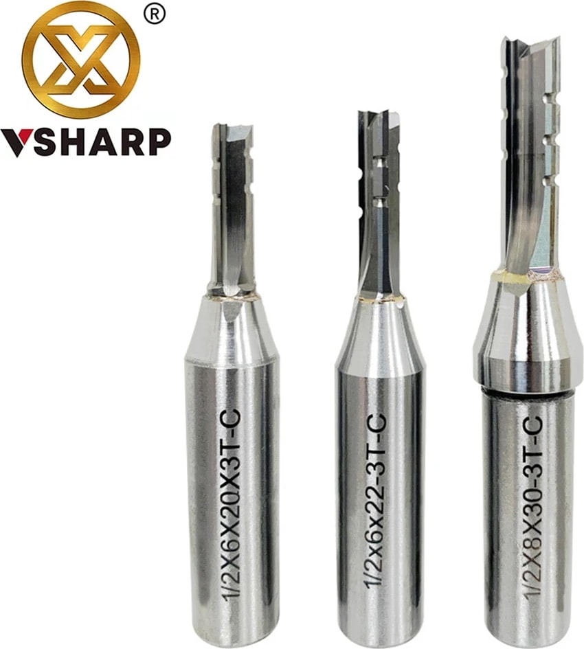 12.7X8X45 Vsharp 3 Flüt Tct Düz Kesme Ucu 12.7mm Hızlı Planya Kesme Karbür Alaşım Ağaç Işleme Yönlendirici Bit Ahşap Mdf Kontrplak (Yurt Dışından)