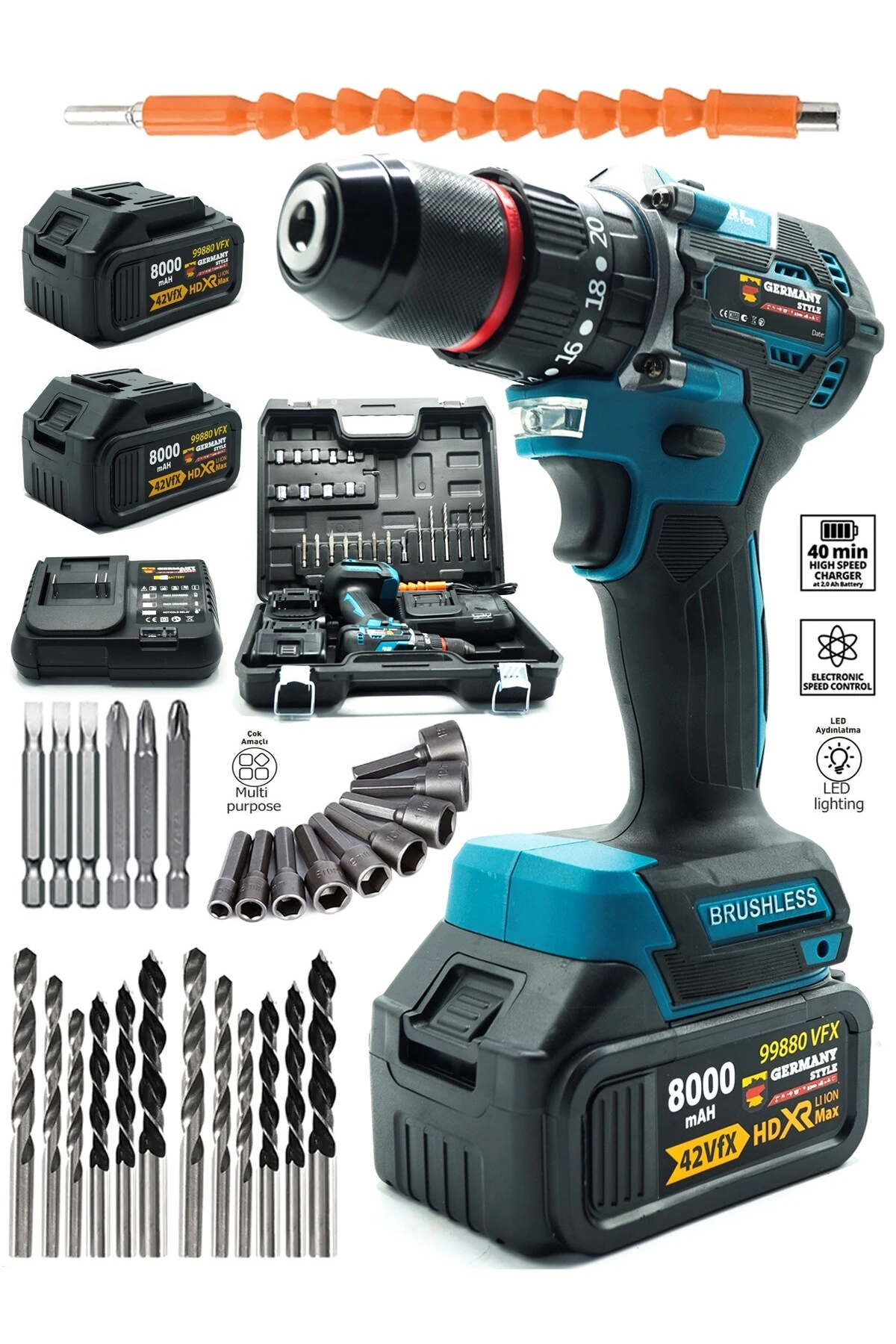 Alman MS-682VFX Kömürsüz Motor Darbeli Matkap Şarjlı Akülü Vidalama