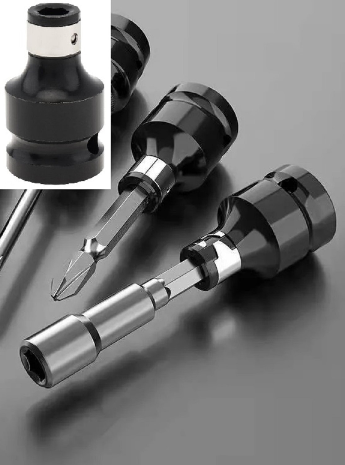 Somun Sökme Sıkma Makinesi Için 10MM Mandren ve Bits Adaptör Seti 1/2 Hex (Torklu Makinalar Için)