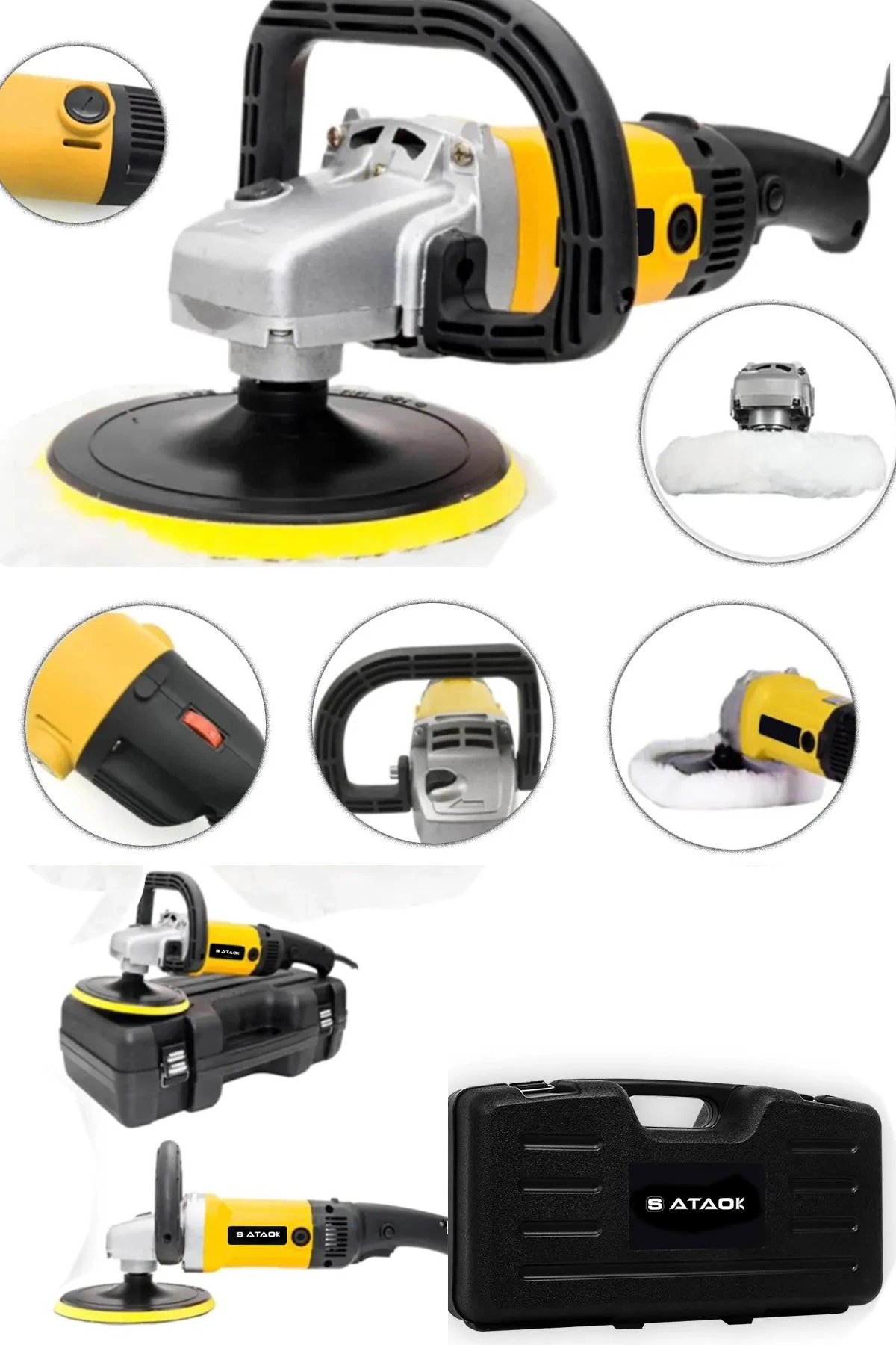 4500 Watt 6 Kademe Çelik Şanzuman Devir Ayarlı Polisaj Makinasi Zımpara Pasta Cila