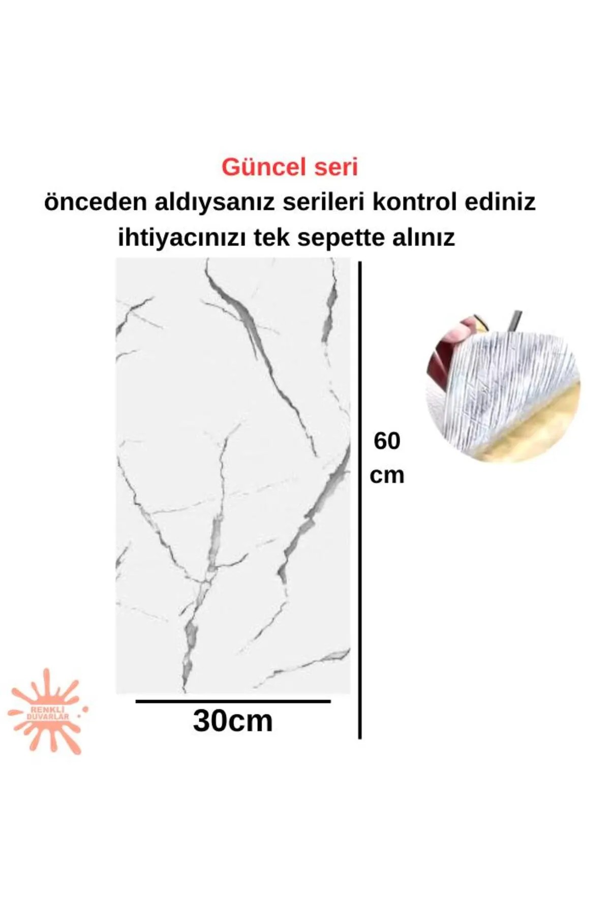  Kendinden Yapışkanlı Mermer Desenli Duvar Paneli