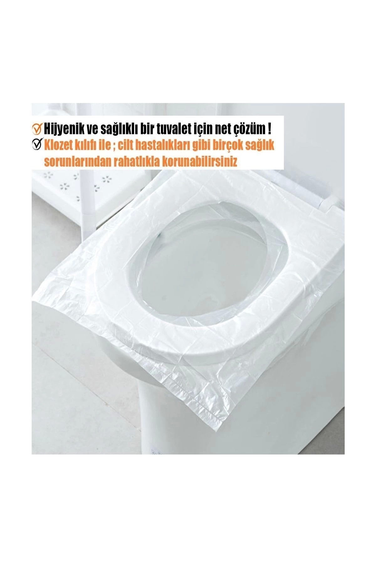 Klozet Kapak Örtüsü Pratik Kullanımlı Hijyenik Klozet Kapağı Poşeti 50 Adet