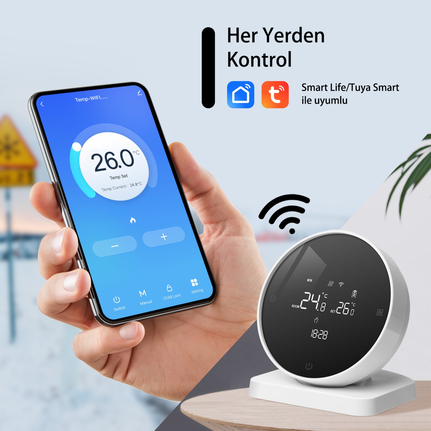 BOT-R7W-X-WIFI KABLOSUZ ODA TERMOSTATI