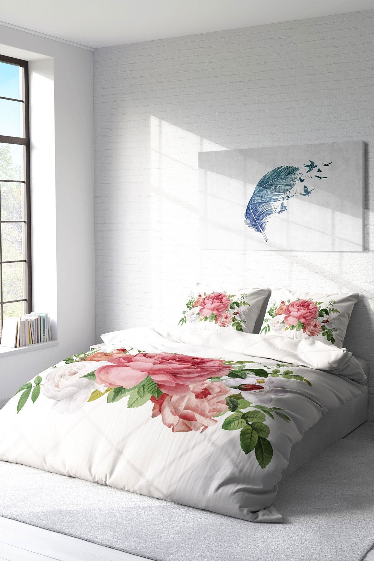 New Floral 3d Pamuk Saten Çift Kişilik Nevresim Takımı
