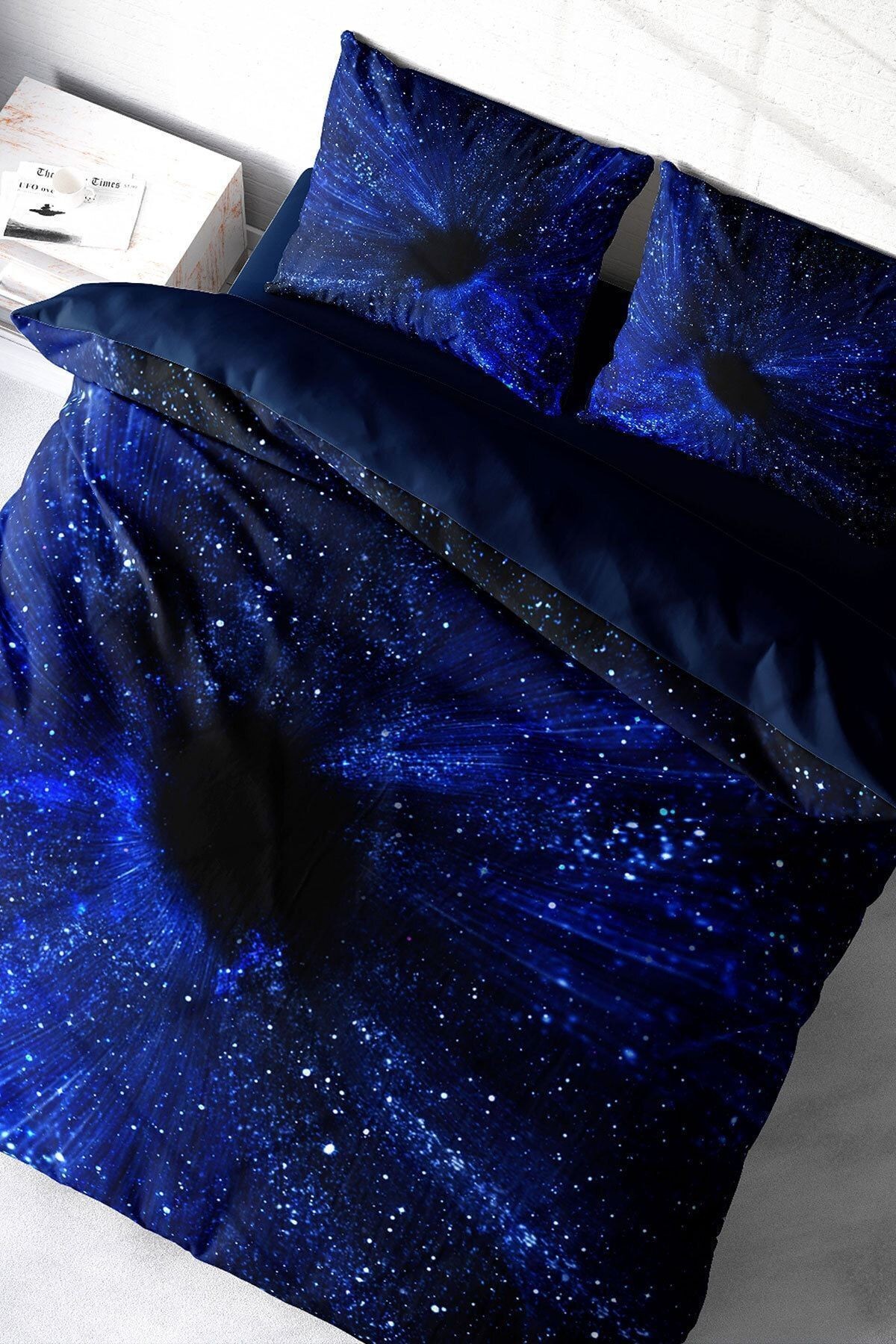 Nevresim Takımı %100 Doğal Pamuk Çift Kişilik 3d Digital Blue Night