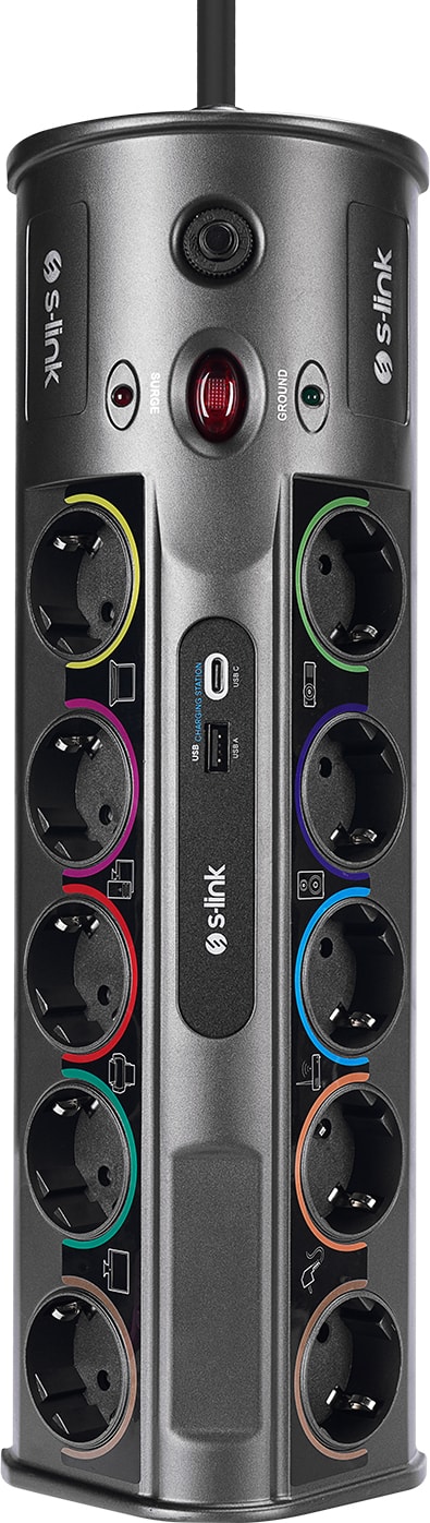 SP10AF 1.8M 1860 Joule 1.5mm 1 Usb 1 TypeC 2.1A/5V 16A 250V 3680W 10'lu Akım Korumalı Priz