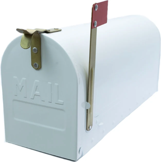 Dekoratif Beyaz Boyalı Bayraklı Posta Kutusu