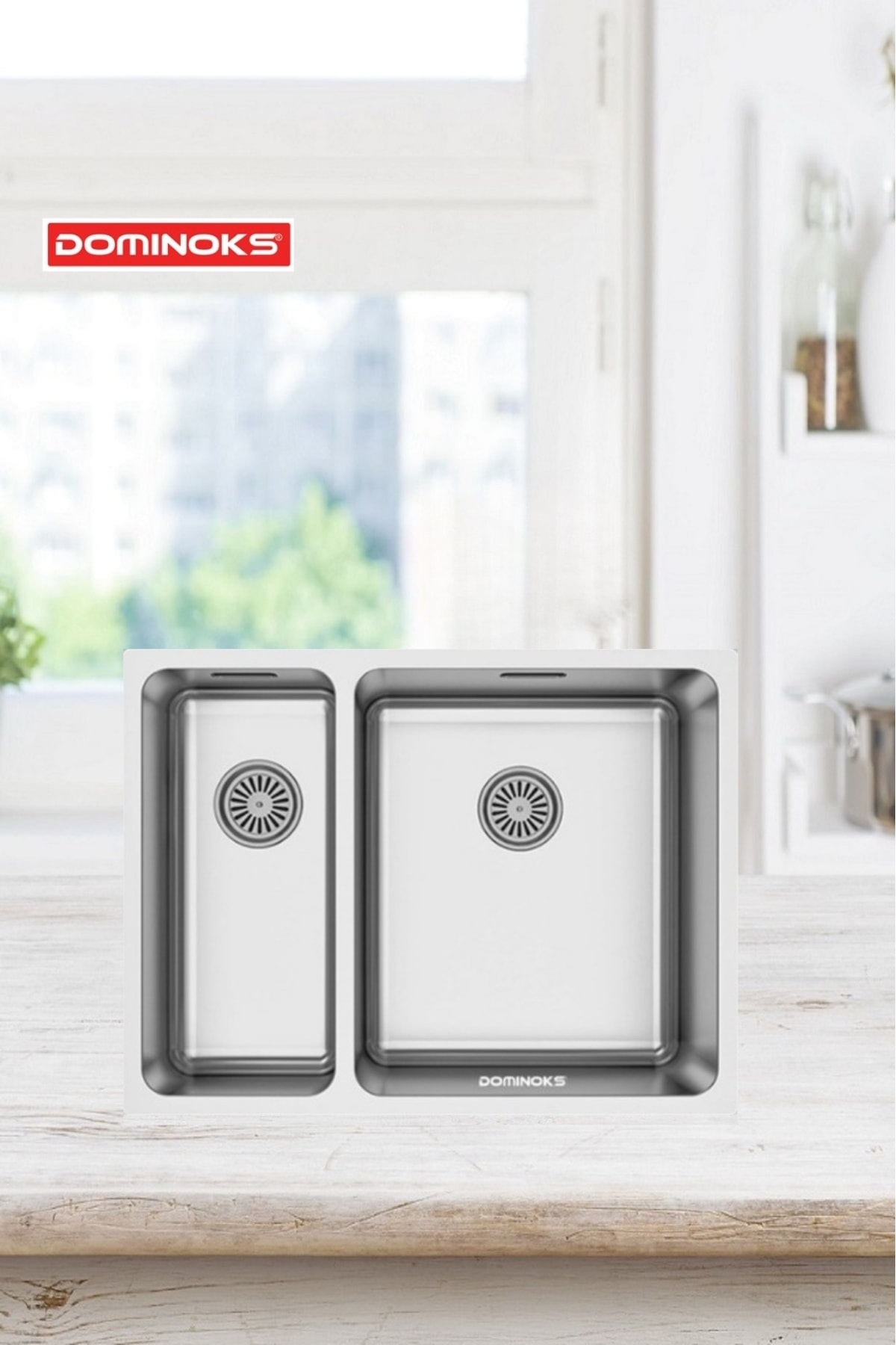 BİGA 58 1,5 GÖZ POLİSAJLI TEZGAH ALTI KROM EVYE 40X54CM(SOL)