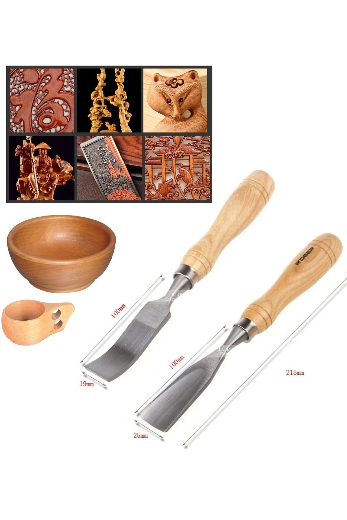 Ahşap oyma ıskarpela alet seti Kaşık Heykel Kuksa oval düz Oyma yontma kıvrık Bıçak 4 lü