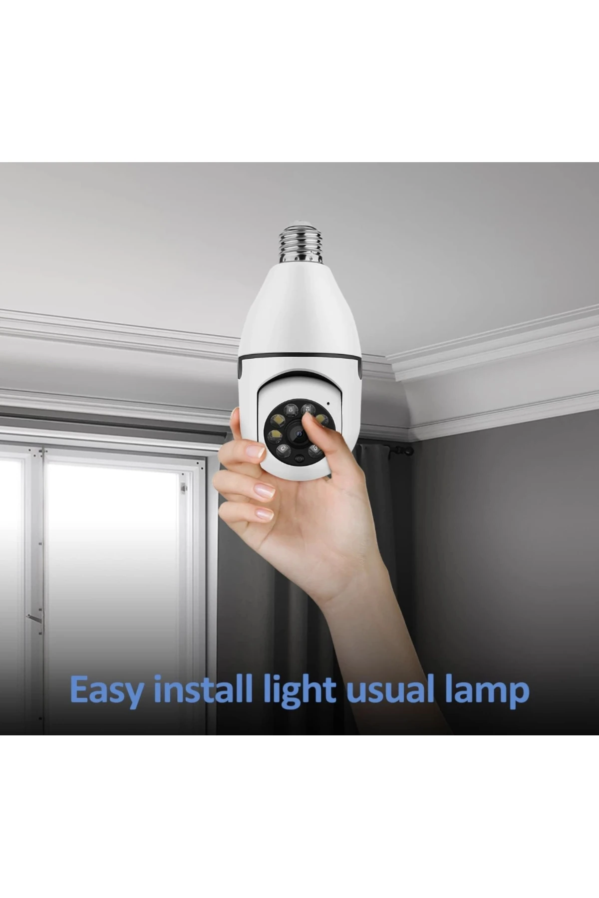 1080P HD WiFi Ampül Kamera – 360° Panoramik Görüşlü, Gece Görüşlü Kablosuz Akıllı IP Kamera