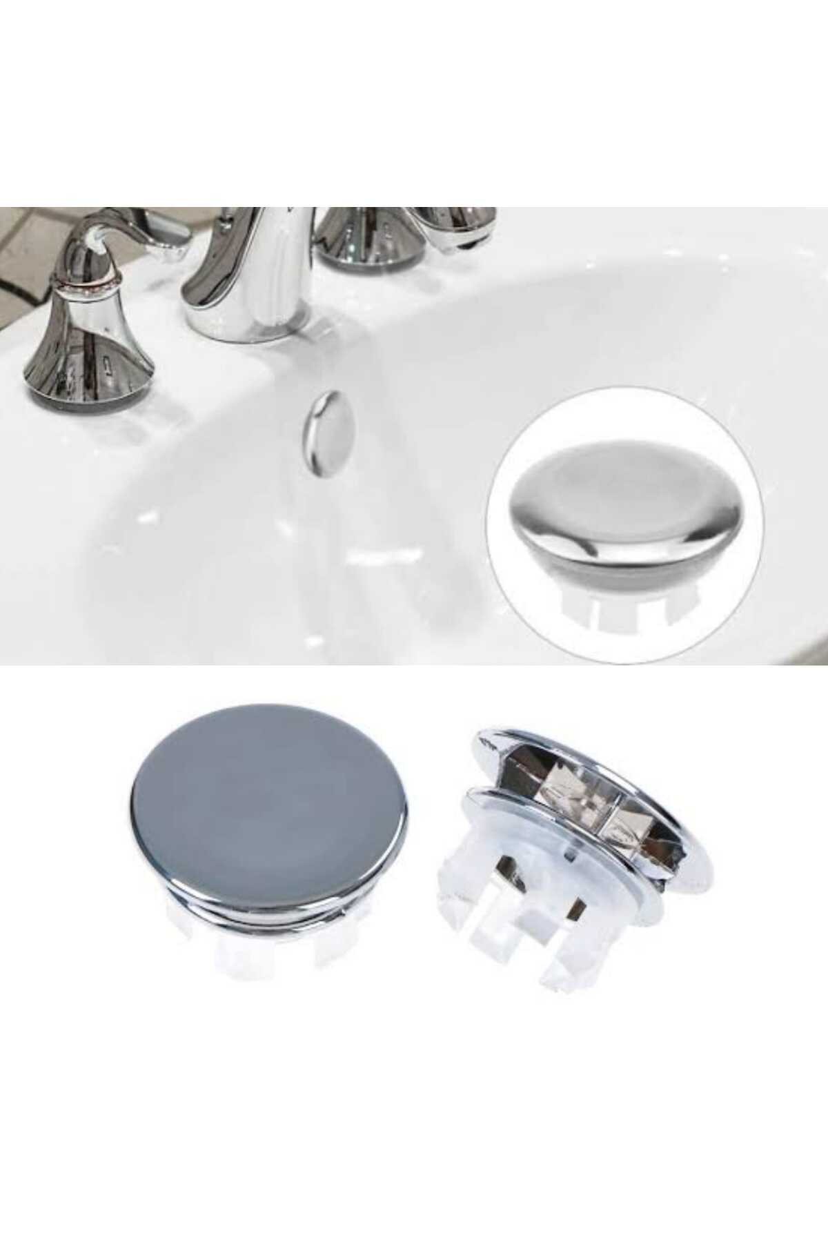 2 Adet Full Parlak Krom Mutfak Banyo Lavabo Taşma Halkası Drenaj Kapağı