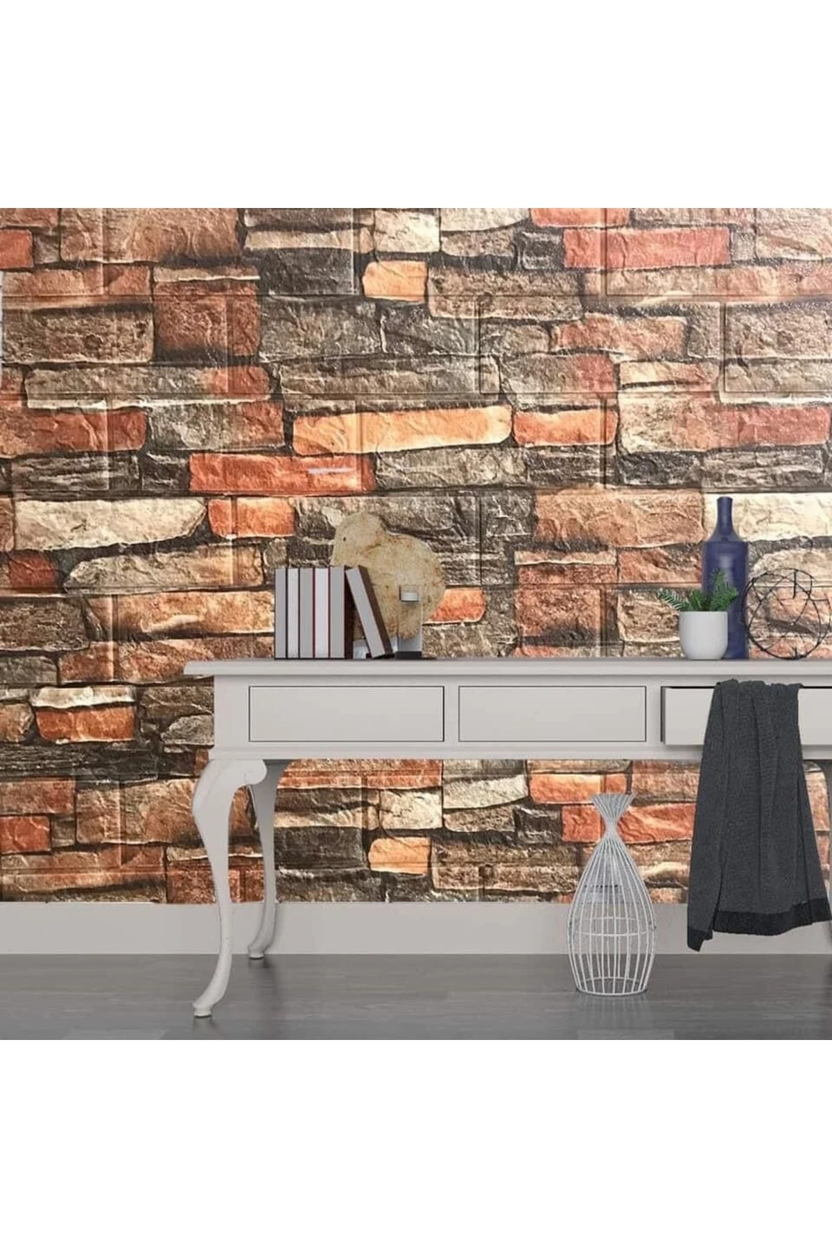 Nw47 Koyu 3d Taş Kendinden Yapışkanlı 3d Dekoratif Duvar Paneli