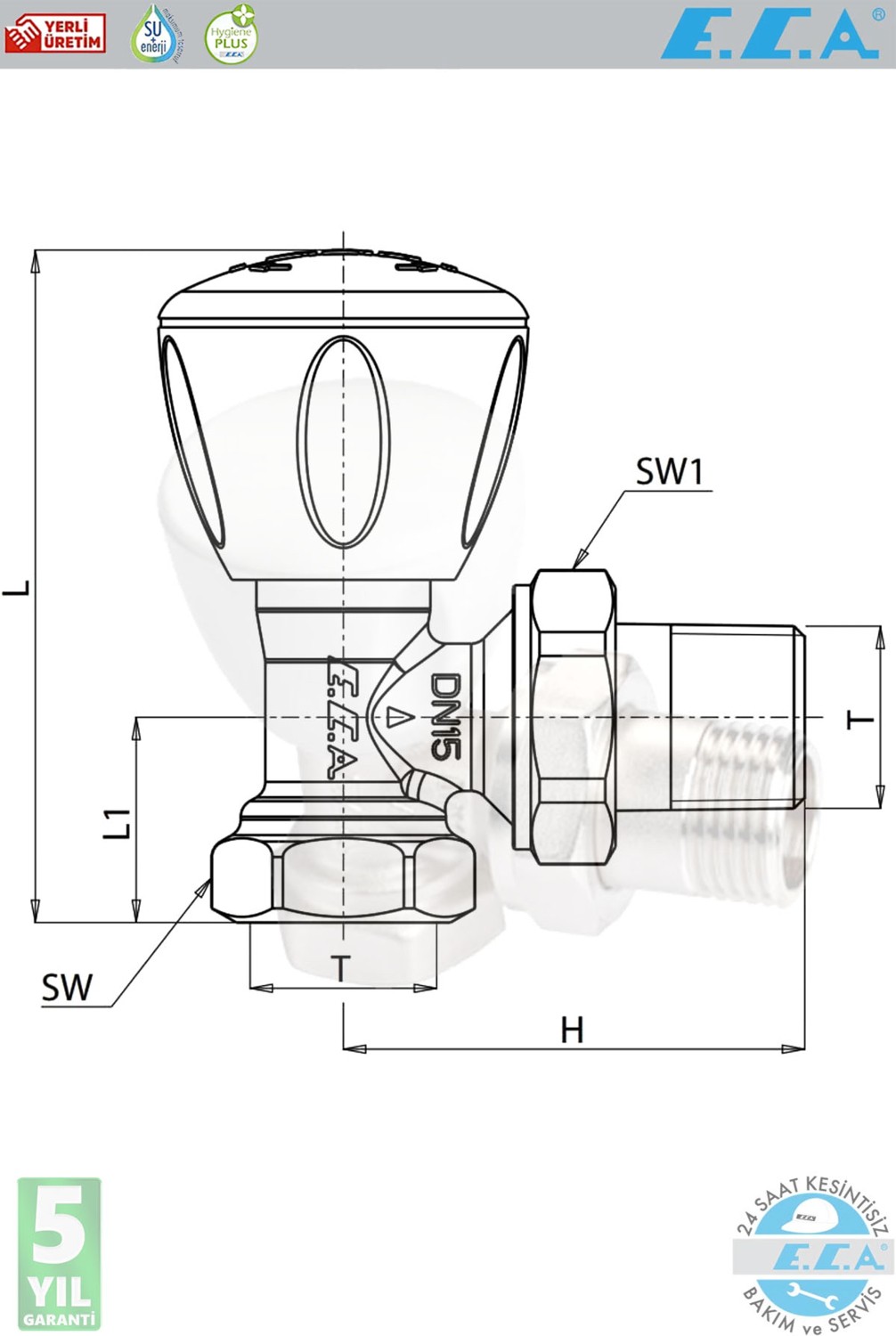 Eca 1/2 Köşe Radyatör Valfi 2 Adet Rv3 Petek Havlupan Vanası 602120641