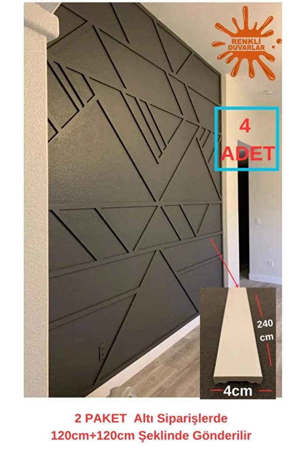 Boyanabilir Beyaz Düz Duvar Çıtası Dekoratif 4 Cm X 240 Cm 4 Adet