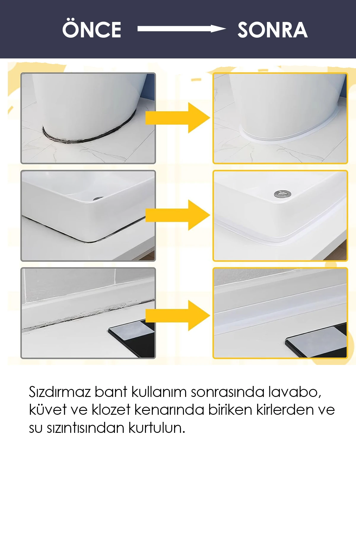 3.2M Banyo Küvet Mutfak Lavabo Su Sızdırmaz Bant Su Geçirmez Kenar Bandı Sızdırmazlık Tamir Beyaz