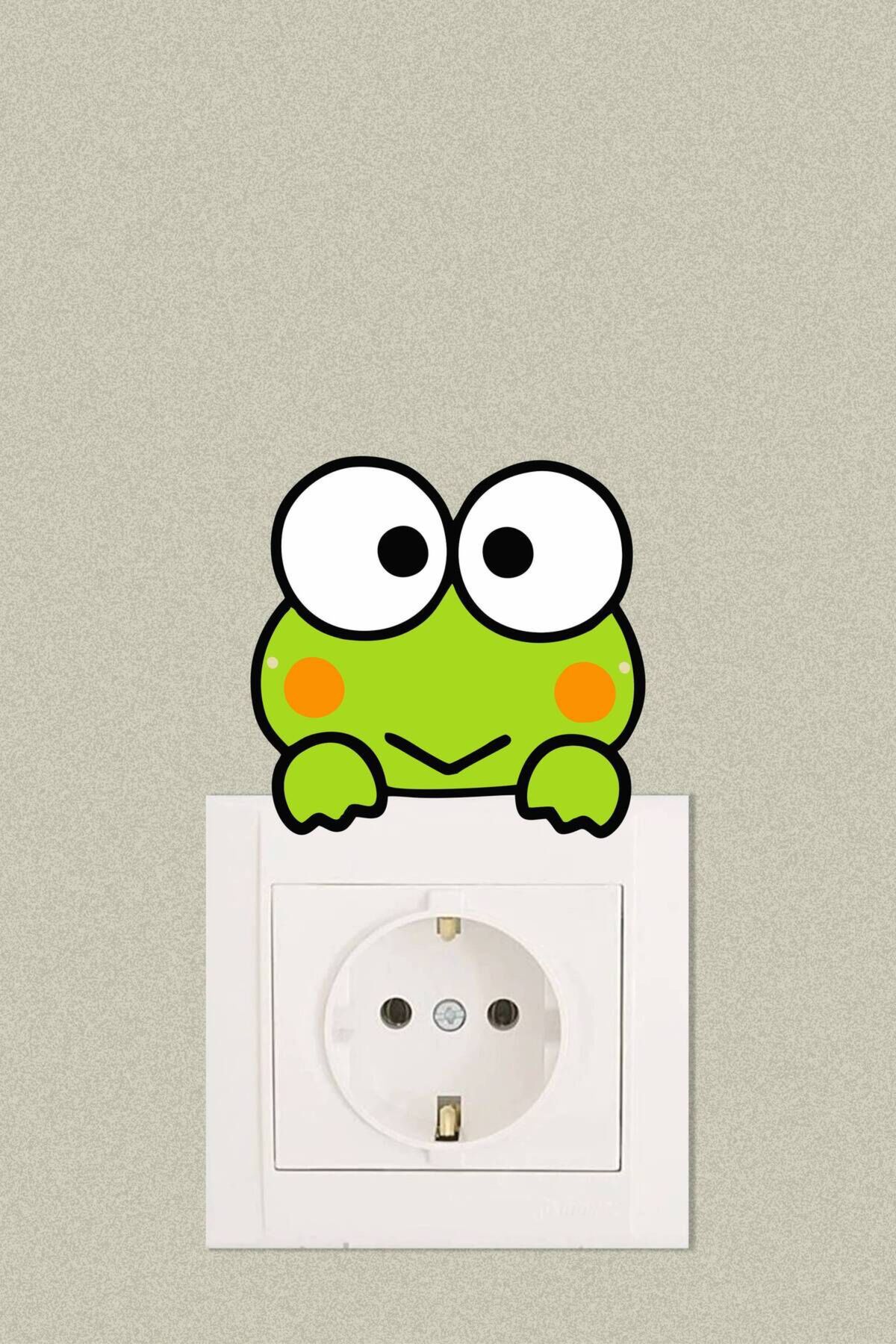 Sevimli Keroppi Kurbağa Dekoratif Priz Sticker 10x9 cm