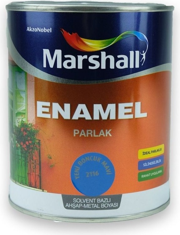 Enamel Parlak Ahşap Metal Boyası Boncuk Mavi 2,5 L