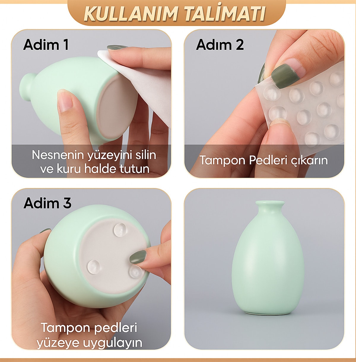 100’LÜ 10MM Yapışkanlı Şeffaf Silikon Ses Stoperi Dolap Çekmece Tamponu Koruyucu