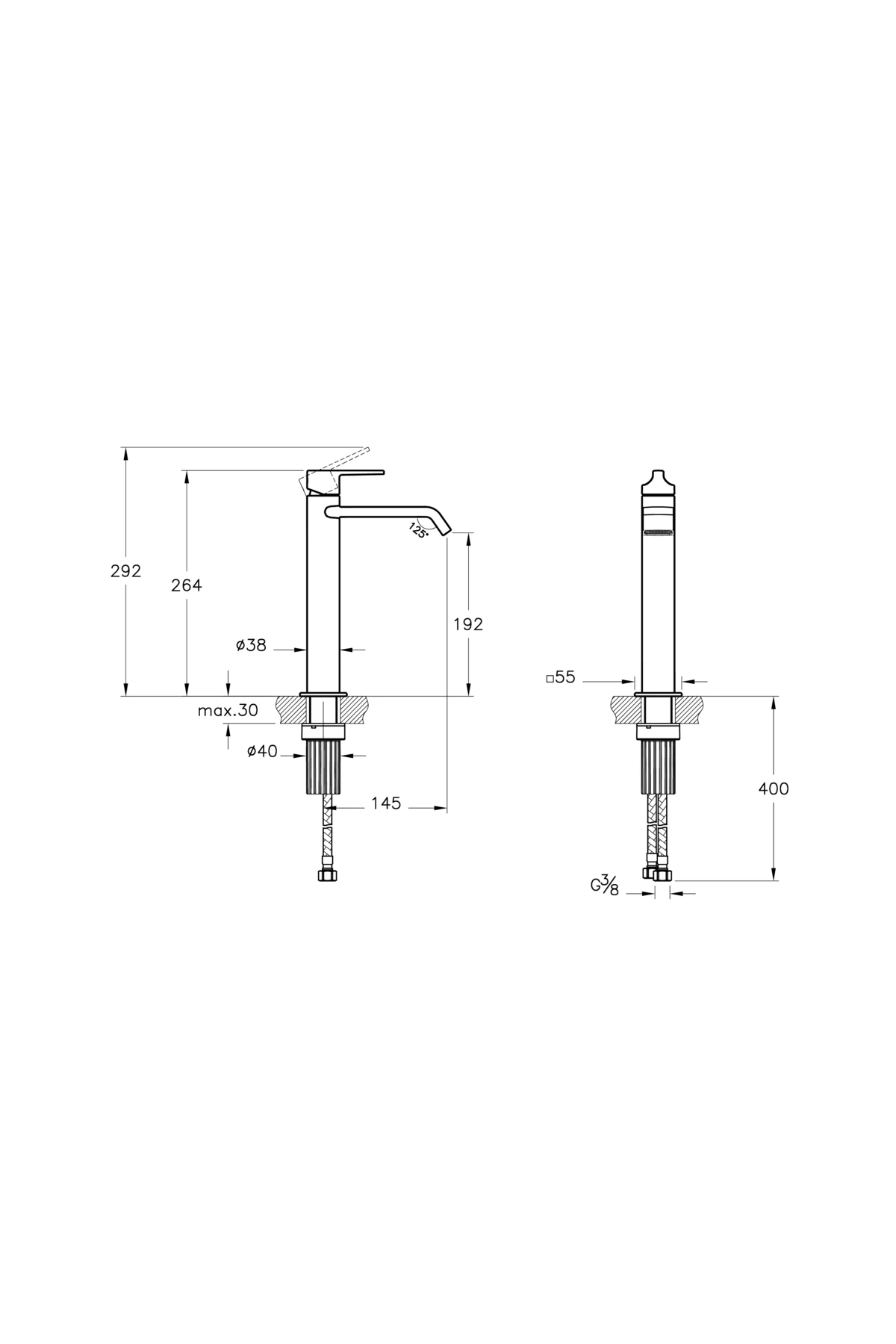 Suit A42814 Çanak Lavabo Bataryası, Üstten Kumandalı, Krom