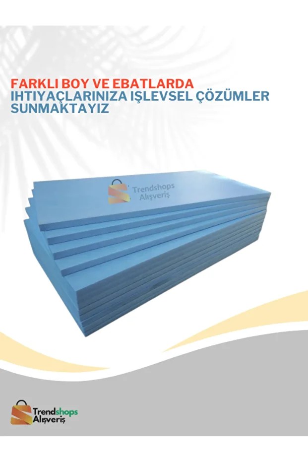 TSSA- 20 Adet 1cm Strafor 28-30dansite Sert Xps Mavi Levha Köpük 50cmx50 Cm Kutulu