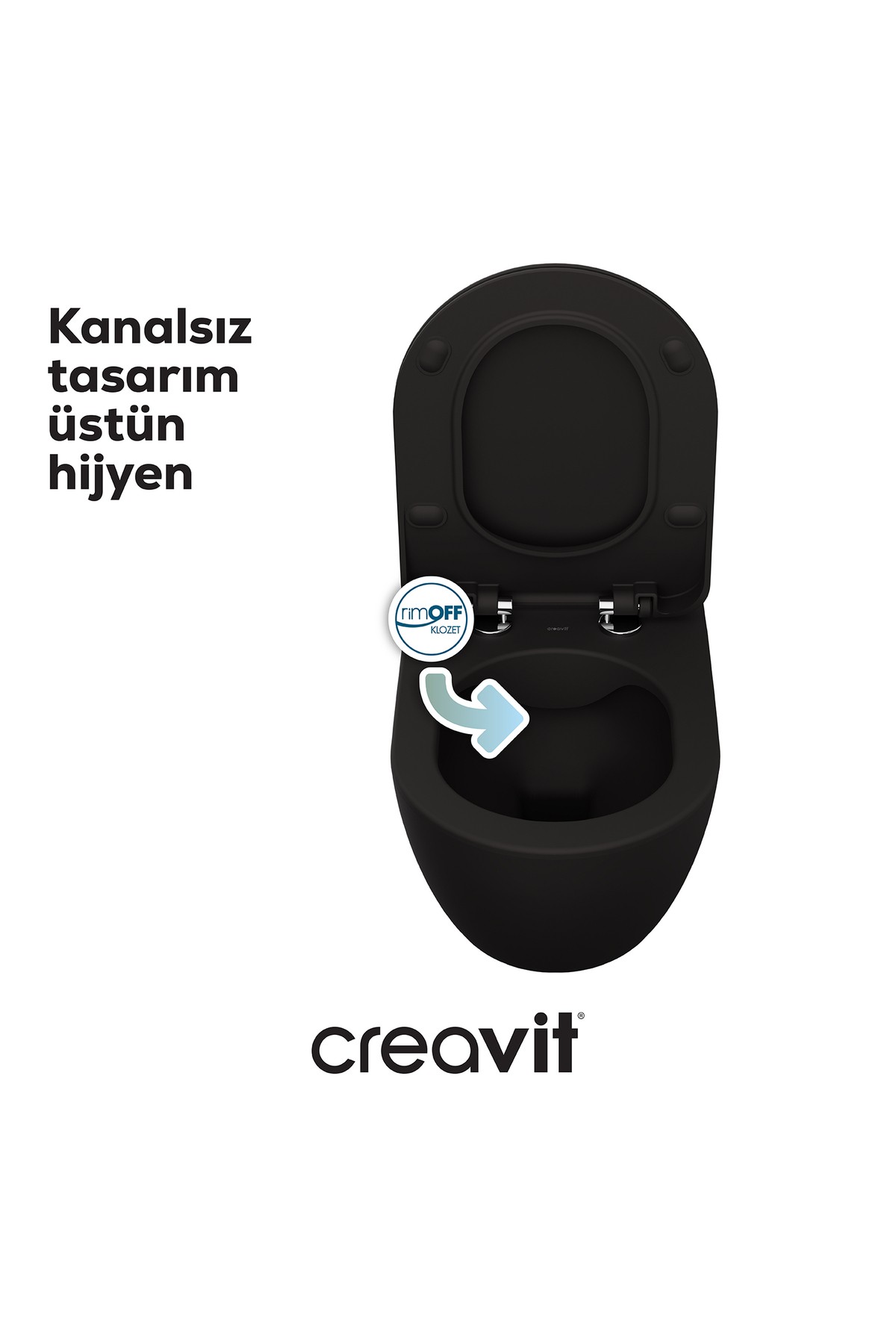 Free Rim-Off Duroplast Yavaş Kapanan Klozet Kapaklı Mat Siyah Set