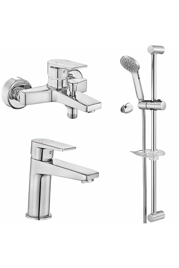 DALİA BANYO BATARYASI(488) + ECA DALİA LAVABO BATARYASI(111) + ECA SPIL HAREKETLİ ÜST TAKIM(023)