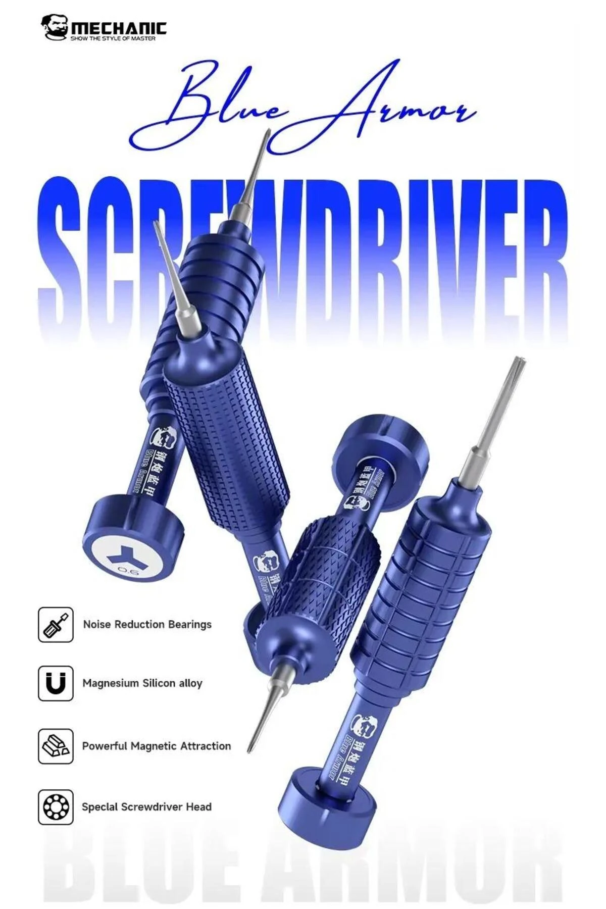 Blue Armor 4'ü 1 Arada Manyetik Hassas Tornavida Seti